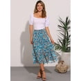 thumbnail image 2 of DARING DIVA Women's Chiffon Tiered A-Line Maxi Skirt M Lake Blue Flower, 2 of 5