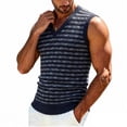 thumbnail image 5 of BaoFuBaoMei Sweater Vest Men Knitted Big and Tall V Neck Ribbed Trim Sleeveless Sweater Stripe Jacquard Fall Tops, 5 of 6