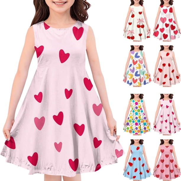 Teen Girls Dresses Adorable Sleeveless Summer Dress with Print Lightweight Breathable Fabric for Comfort ,Sie:140