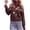 Brown, variant on Women's 3D Floral Embroidered Sweater Round Neck Long Sleeve Knit Pullover Elegant Casual Crop Top