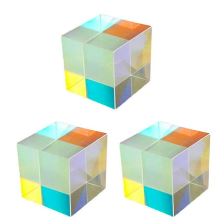 

QISIWOLE 3PC Optic Prism Cube - Optical Glass Prism RGB Dispersion Six-Sided Bright Light Combine Cube for Physics and Decoration Children s Science Experiment Deals