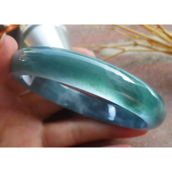 Icy Blue Water Green Natural A JADE Jadeite Bangle Bracelet 59 mm 691839 TN