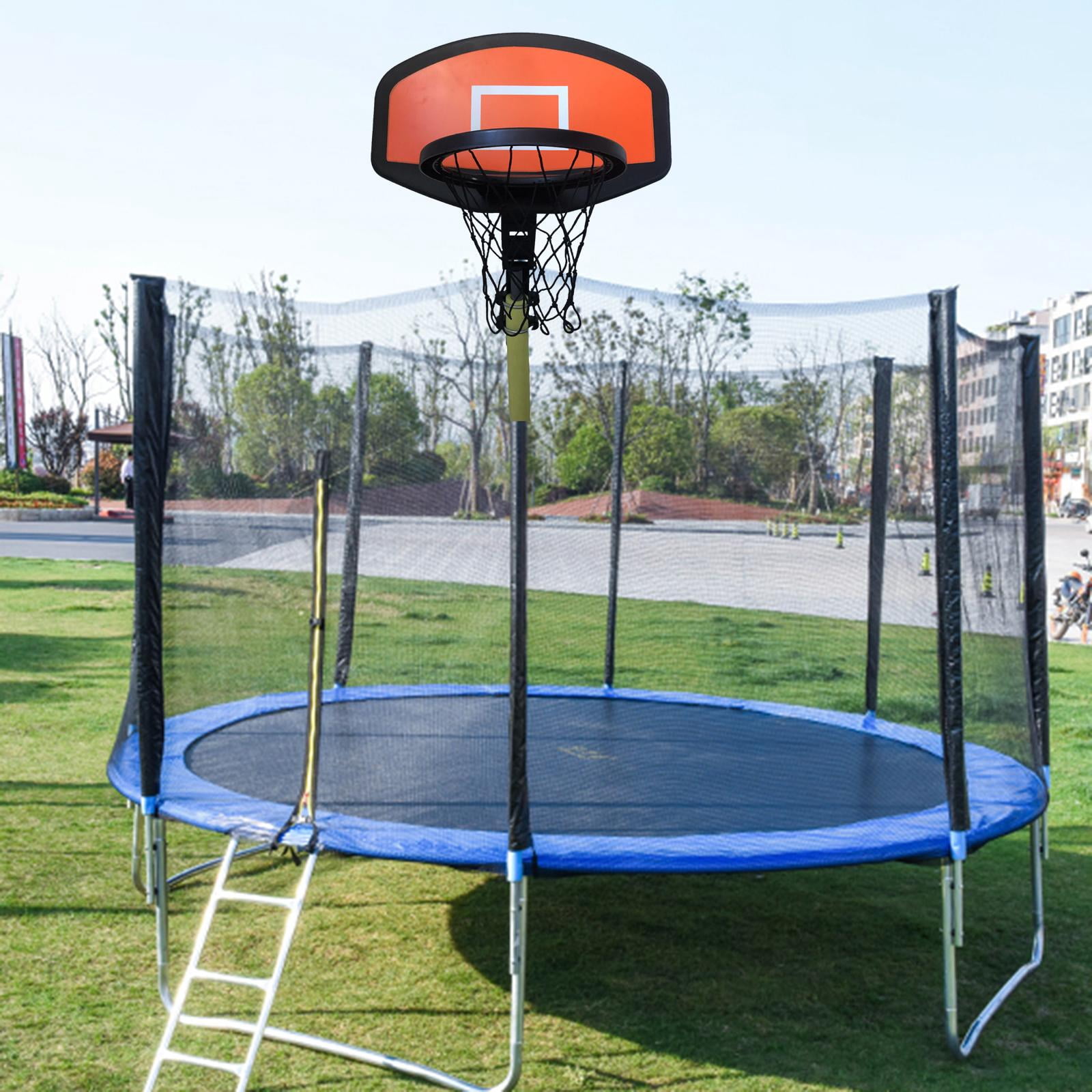 LeeQinersw Basketball Hoop Trampoline Attachment with Mounting Bracket Backboard Toy Net Sturdy Material Easy Installation Suitable for Outdoor Sports Playground