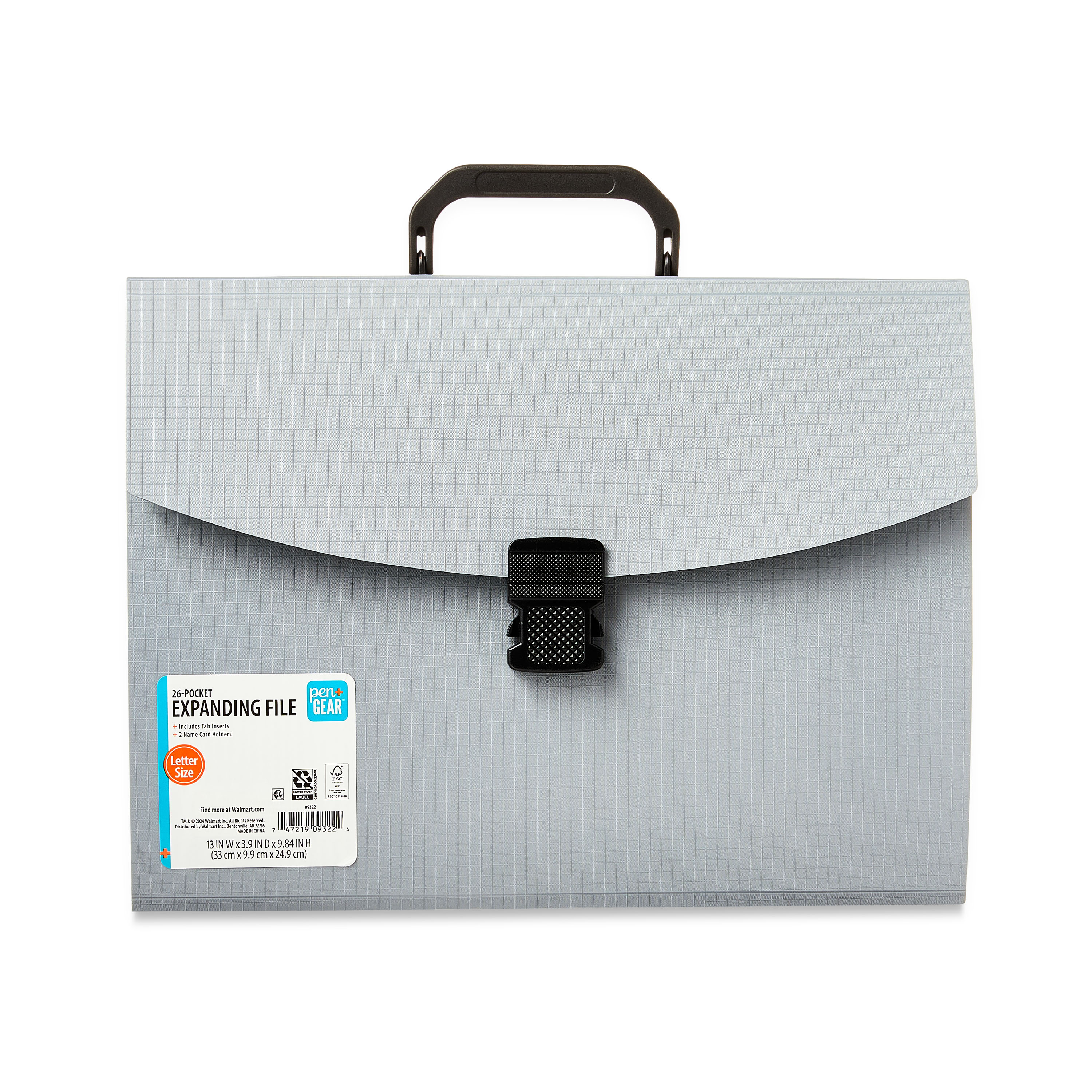 Pen+Gear Expanding File Folder, 26 Pockets, Gray photo 1