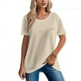 thumbnail image 4 of Women's 100% Cotton Regular Comfortable Smile Print Tee, 4 of 17