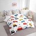 thumbnail image 2 of Castle Fairy Minimalist Cartoon Car Bedding Comforter Set 7 Pieces for Kids, Vehicle Automobile Full Bedding Set for Bedroom, Red Blue Yellow, 2 of 7