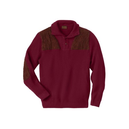 Boulder Creek by KingSize Men's Big & Tall Patch Sweater With Mock Neck