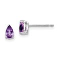 thumbnail image 5 of 14K White Gold 5x3mm Pear Amethyst Stud Earrings, 5 of 7
