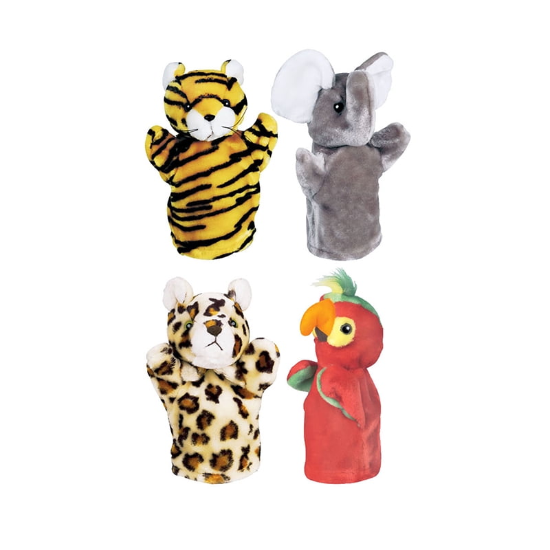 Get Ready Kids Elephant, Leopard, Tiger and Parrot Zoo Animal Puppet ...