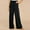 Black, variant on Idoravan Women's Plus Size Pants Women Casual Solid Cotton Linen Drawstring Elastic Waist Long Wide Leg Pants