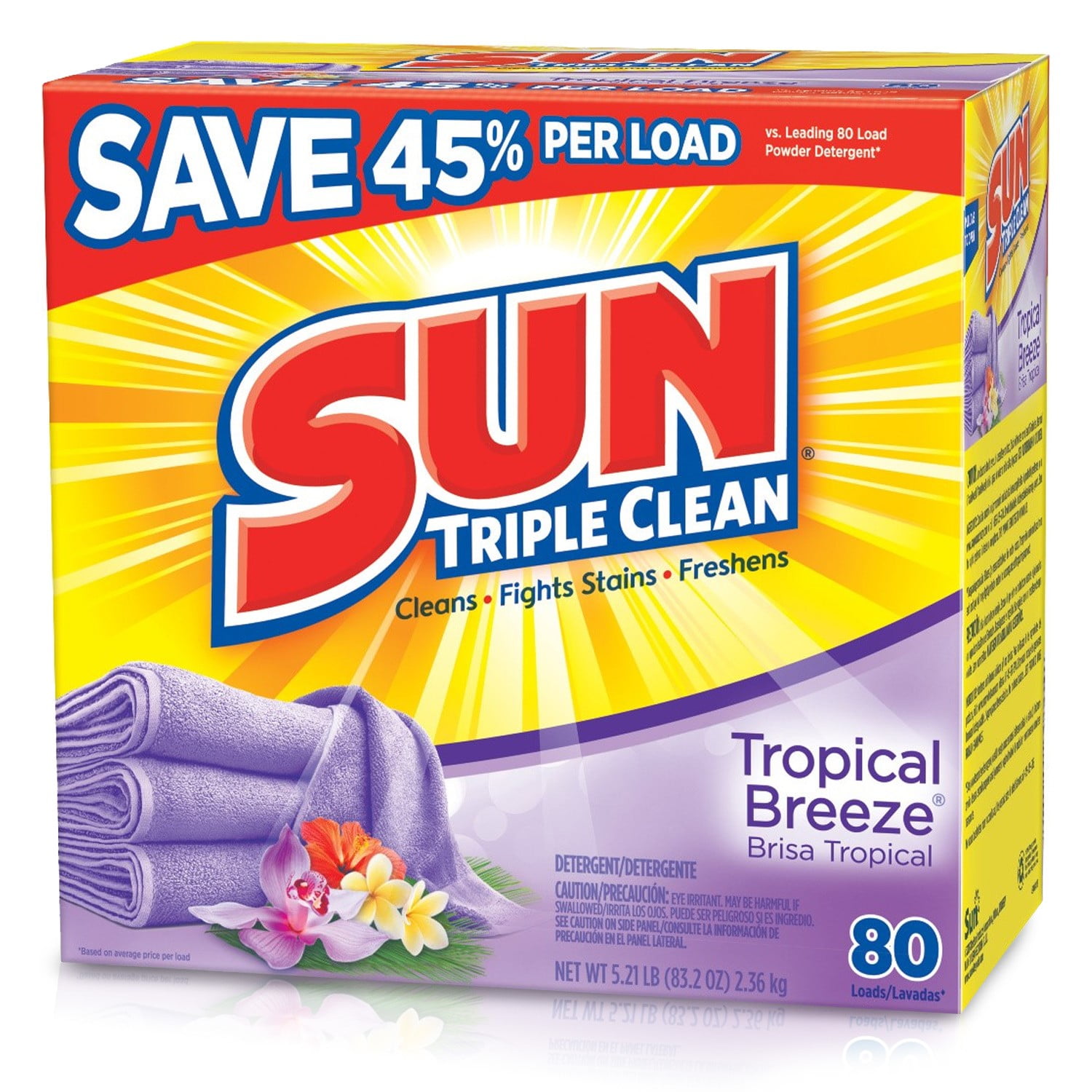 Sun Tripleclean Laundry Detergent, Tropical Breeze, 80 Loads