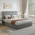 thumbnail image 4 of Amolife Queen Dutch Velvet Upholstered Platform Bed Frame with a Vertical-Channel-Tufted, Adjustable Headboard, Gray, 4 of 8