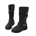 thumbnail image 6 of Mostsola Zipper Mid Calf Boots for Women Trendy Buckle Strap Flat Low Heel Motorcycle Riding Boot, 6 of 9