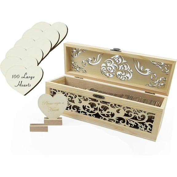 Wedding Guest Book Alternative. Guestbook Heart Drop and 100 Large Wood Hearts! Bridal, Baby Shower Guest Book Box, Graduation, Wedding Guestbook, Frame Alternatives, Wedding Card Box
