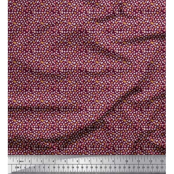 Soimoi Silk Fabric Coffee Beans Shirting Fabric Prints by Yard 42 Inch Wide