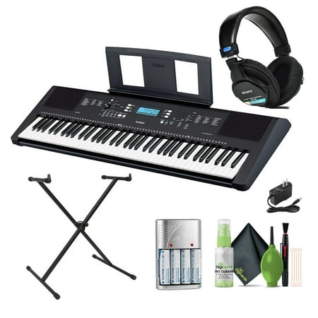 Yamaha PSR-EW310 76-Key Touch-Sensitive Portable Keyboard with Adapter and Stand Bundle with Headphones and Accessories