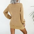 thumbnail image 4 of Ediodpoh Women off Shoulder Knit Long Pullovers Sweater Dress with Sleeves for Cozy Winter Khaki XL, 4 of 5