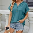 thumbnail image 2 of TSADFHJI Winter Tops for Women Plus Size Women's Spring/Summer Solid Color Hooded Button Loose T Shirt M Light Green, 2 of 3