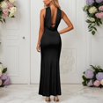 thumbnail image 4 of Wdgfv Robe Maxi d'Été en Satin Sans Bretelles pour Femmes, Élégante, Dos Nu, Col Licou, Robe de Soirée Formelle, Invité de Mariage, 4 of 5