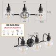 thumbnail image 2 of 3-Lights Bathroom Vanity Lighting Fixtures Black Modern Vanity Light 22Inch Bathroom Light Fixture Bathroom Lights Over Mirror with Clear Glass Shade for Living Room, Kitchen（E26 Base）, 2 of 7