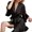 1-1-Black, variant on successthop Bridesmaid Robes for Wedding Day Lace Short Length Lightweight Solid Long Sleeve Pajamas XL Black