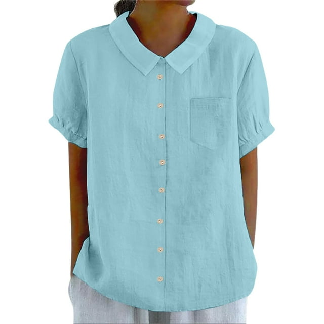 Casual Women's Shirts Button Down With Pocket Versatile And Stylish For Spring And Summer Perfect For Everyday Wear