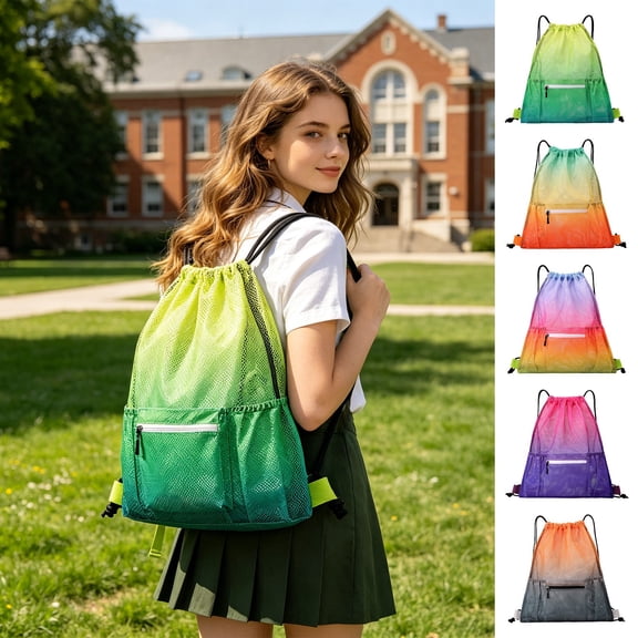 Tyidzon Drawstring Backpack, Sports Gym Bag with Drawstring Closure, 19x16 Inch Lightweight String Backpack for Basketball Football Beach Cycling