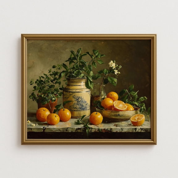 Rustic Orange Still Life Wall Art, Vintage Citrus Fruit With Jar, Farmhouse Kitchen Dining Room Home Decor UNFRAMED Poster, Wall Art for Decor, Present, 8x12