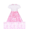 thumbnail image 2 of Robe Fille Bouton Perle Rose Col Pointu Dentelle Manches Bouffantes 10 Ans, 2 of 6