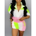 thumbnail image 1 of Lovelywholesale Chic Patchwork Pink Two-piece Shorts Set, 1 of 4