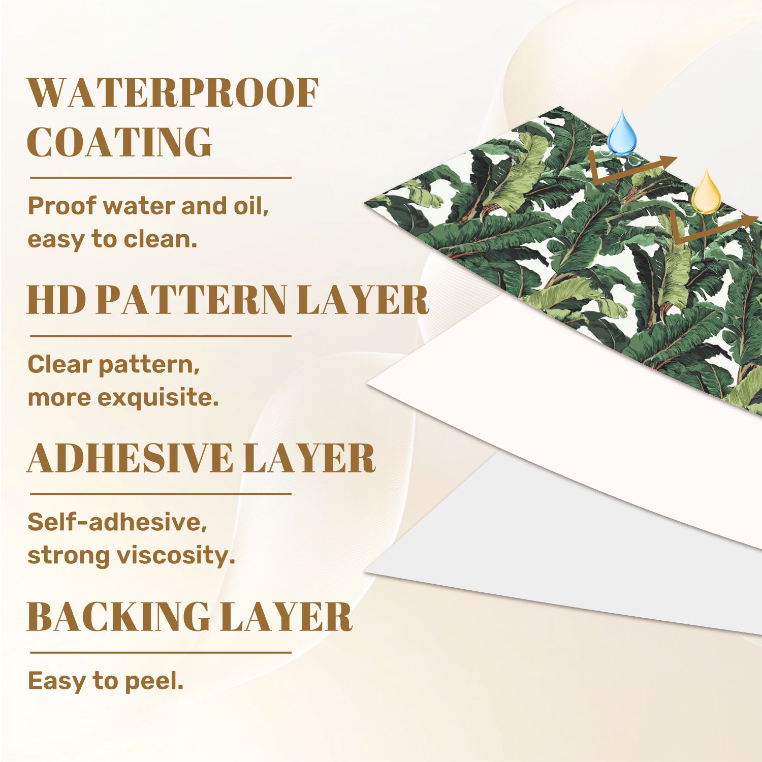 Vintage Peel and Stick Wallpaper Tropical Banana Leaves Bold Green Shades Wall Mural 23.6in x 9.8ft Self Adhesive Removable Wall Paper Renter Friendly Wallpaper for Nursery Bedroom Cabinets