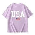 thumbnail image 5 of RMGVDSD Girls Short Sleeve Oversized T Shirts Kids Summer Tops Independence Day Letter Print Casual Crewneck Basic Tees Loose Summer Tops For 9-10 Years, 5 of 7