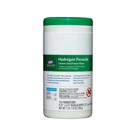 Clorox, CLO30825, Healthcare Hydrogen Peroxide Disinfecting Wipes, 155 / Each, White