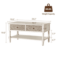 thumbnail image 2 of COSIEST Vintage Rectangular Coffee Table w Drawers, Farmhouse 2 Tier Small Wood Coffee Table with Solid Wood Legs, 2 of 7