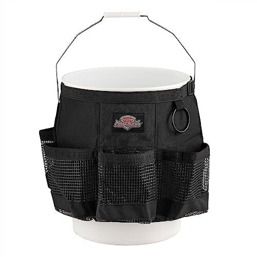 Bucket Boss Auto Boss Wash Boss Organizer for a 5 Gallon Bucket, with Fast-Drying, Exterior Mesh Pockets for Car Wash Supplies, Allowing for Soap and Water in The Bucket, in Black, AB30060