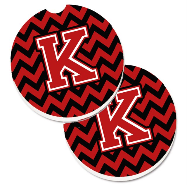 Juego de 2 Posavasos Caroline's Treasures Letter K Chevron Negro y Rojo CJ1047-KCARC