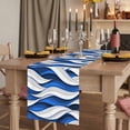 thumbnail image 2 of Table Runners 70 Inches Long Dress Scarves, Blue White Moire Farmhouse Coffee/Dining/Kitchen Table Decor, Holiday Table Runner, Modern Abstract Art 13x70 Inch, 2 of 9