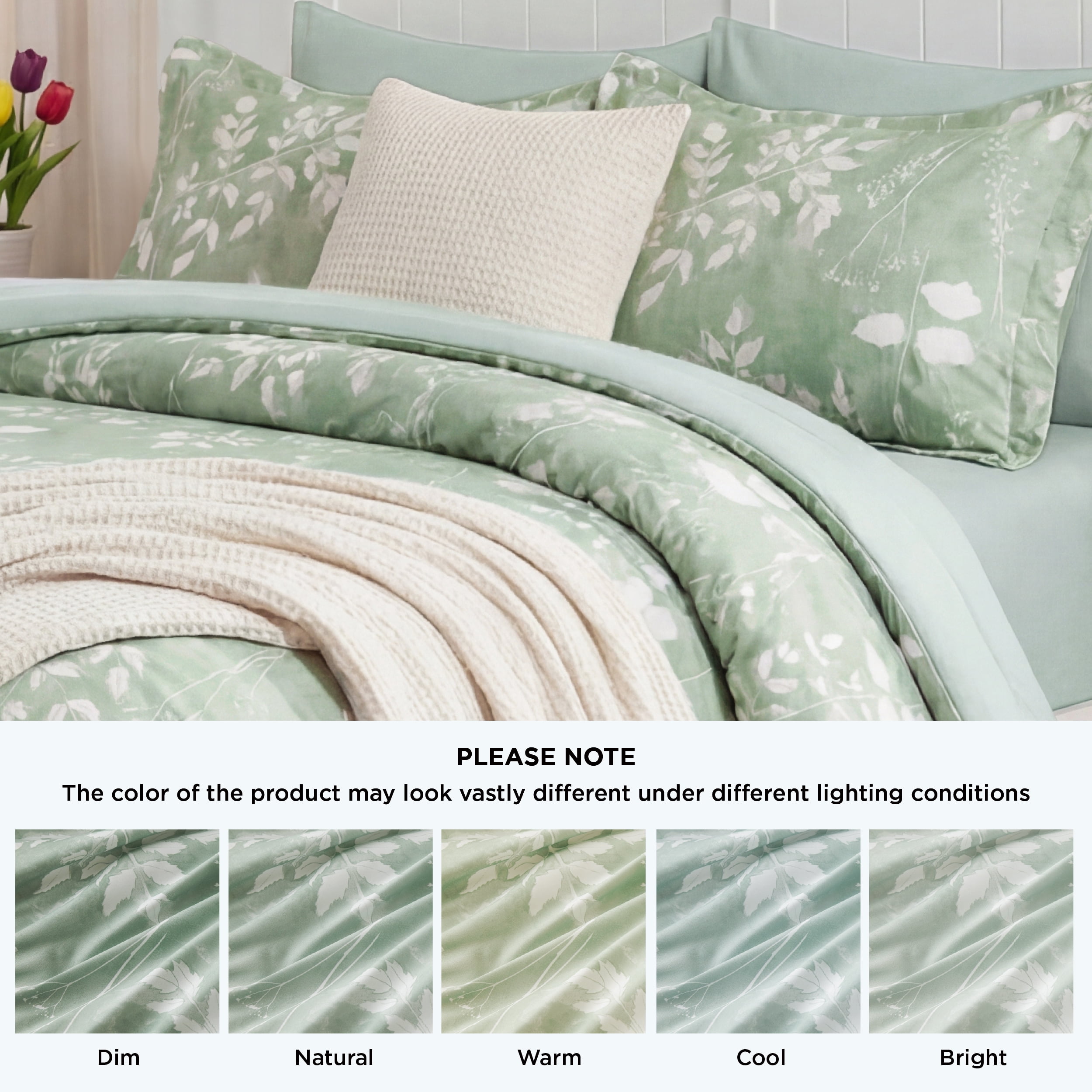 U by Bedsure Queen Comforter Set Sage Green, Bed in a Bag Queen Size Bedding, 7-Pieces Botanical Flowers Spring Comforter, Sheets, Pillowcases & Shams