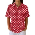 thumbnail image 2 of Women's Waffle Knit Polo Shirt Plus Size Friendly Color Block Striped Collared Short Sleeve Loose Fit Vacation Casual Summer Tops 2026, 3XL, 2 of 7