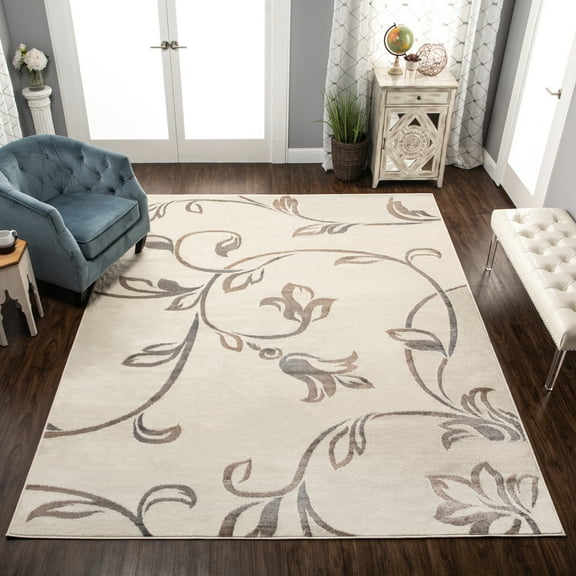 Designer Ambrosia Indoor Area Rug, Cream, 8' x 10'