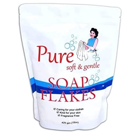 Playlearn Laundry Soap Flakes Soft & Gentle, Fragrance Free Detergent, Resealable Bag 15oz