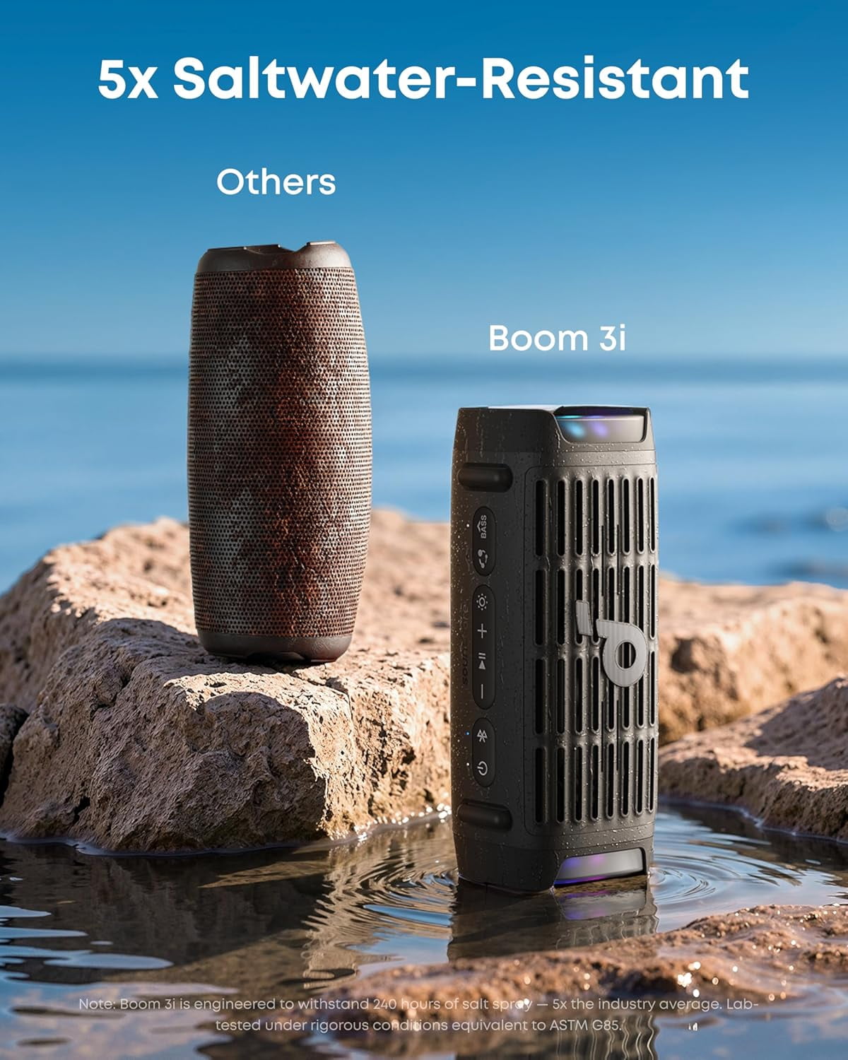 Soundcore Boom 3i by Anker, Rugged Outdoor Speaker, IP68 Waterproof, Floating Playback, Saltwater-Resistant, BassUp 2.0, 50W, Bluetooth 5.3, 16H Playtime, Tws, Kayak/Fishing/Camping