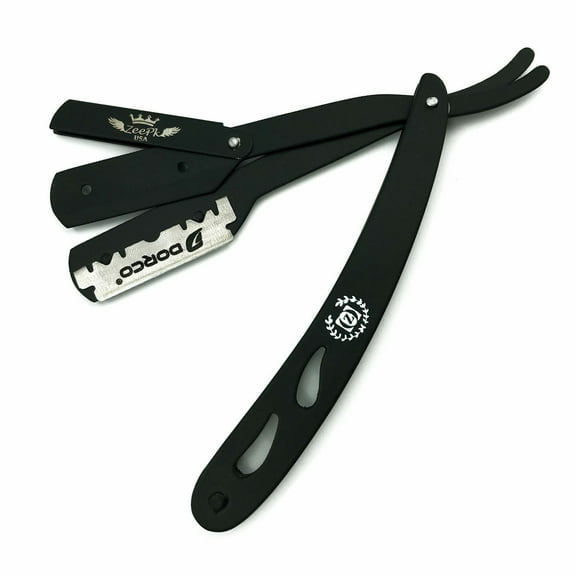 SMART CUT THROAT STAINLESS BARBER SHAVETTE STRAIGHT RAZOR   100 BLADES BLACK