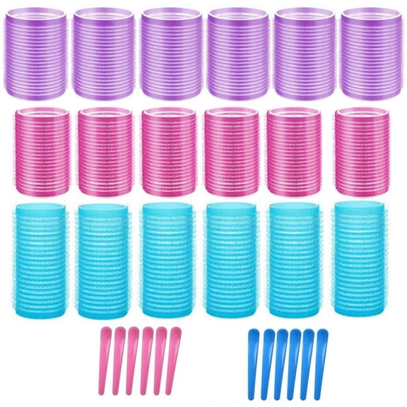 LAIQIEN Self Grip Hair Rollers Curlers Set with Heatless Hair Rollers and Hair Clips