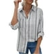 thumbnail image 1 of Camisa de rayas verticales para mujer, blusas a rayas de fibra de poliéster transpirables de manga larga con solapa a rayas para uso diario, 1 of 5
