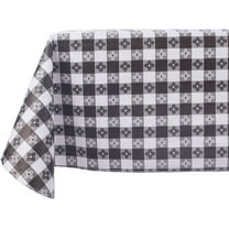 Yourtablecloth Checkered Vinyl Tablecloth with Flannel Backing for Restaurants, Picnics, Bistros, Indoor and Outdoor Dining Black and White, 52X90 Rectangle/Oblong