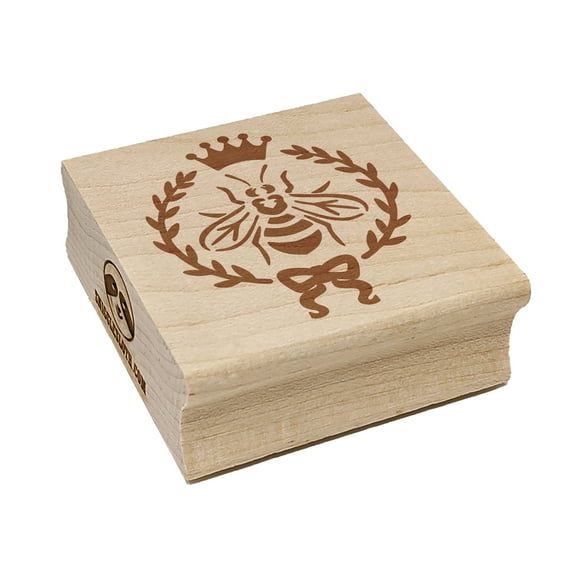 French Bee Crown Wreath Square Rubber Stamp Stamping Scrapbooking Crafting - Small 1.25in
