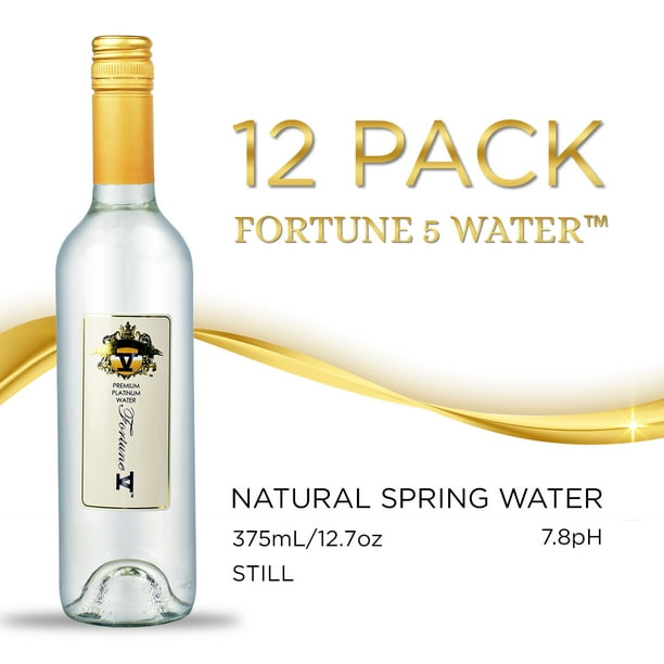 FORTUNE 5 WATER Natural Spring Alkaline Water; 12.7oz Glass Bottles (12 Count)