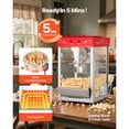 thumbnail image 4 of KFFKFF Popcorn Machine, 8oz Stainless Steel Kettle, 800W Commercial Countertop Popcorn Maker, with 2-Button Control Glass Wall PC Door 1 Scoop 3 Spoons, Red, 4 of 9