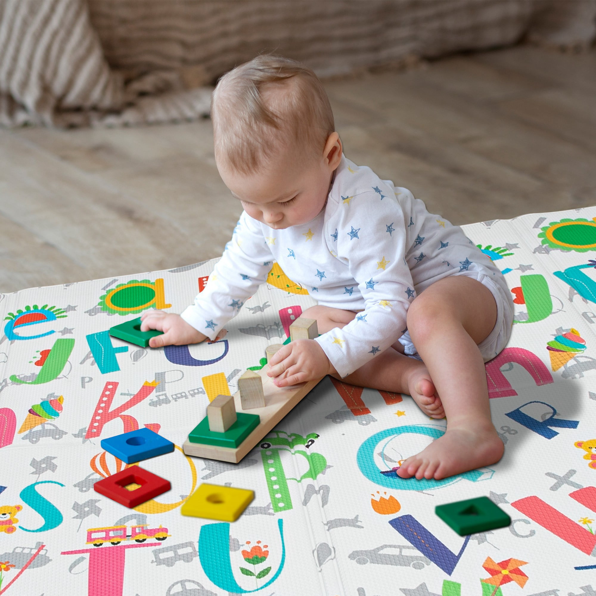Ray Star Baby Play Mat 55''x90.5''x0.39'' Toddler Climbing Mats Indoor Activity Mat Foldable Climbing Mat Kids&nbsp;Play&nbsp;Mat
